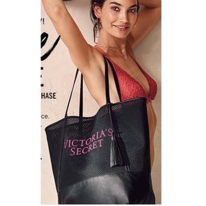 Victoria Secret Large Black Mesh Tote Bag